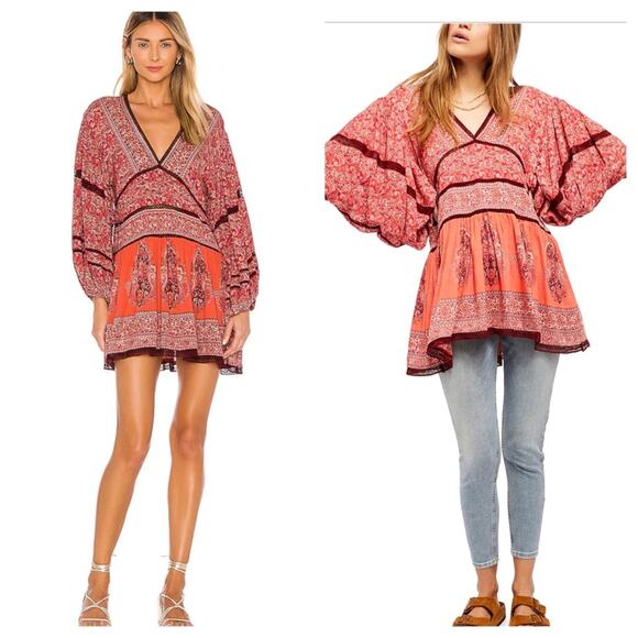 NEW Free People Top Revolve Luna Scarf Printed Tunic /Dress Boho Women's XS/S - Picture 1 of 6